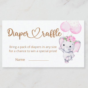 Carte D'accompagnement Fille Eléphant & Fleur Aquarelle Raffle