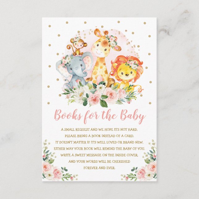 Carte D'accompagnement Fille Jungle Baby shower Animaux sauvages Apportez (Devant)