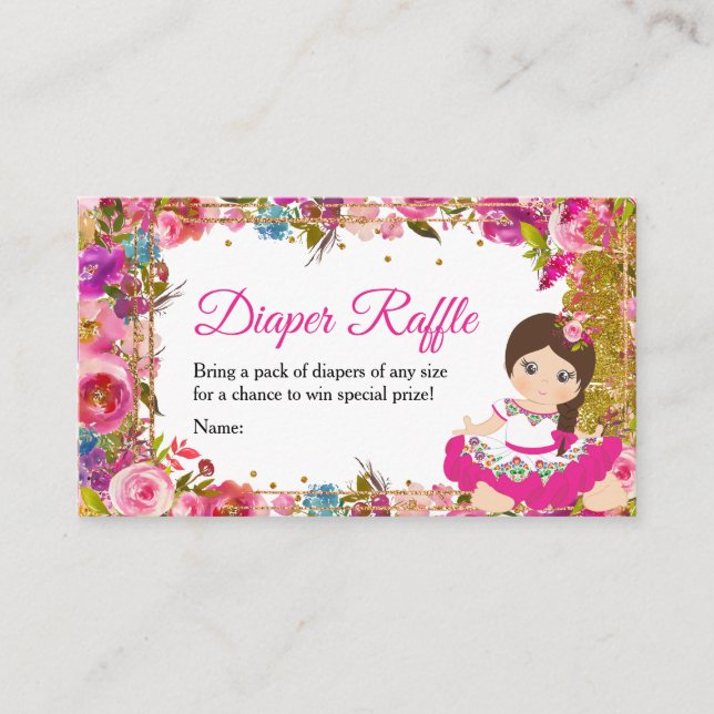 Carte D'accompagnement Fille mexicaine rose Baby shower de la Fiesta Raff (Devant)