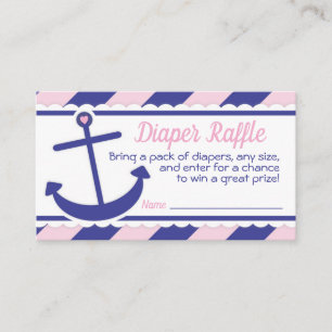 Carte D'accompagnement Fille Nautique Ancre Baby shower Déchets Raffle