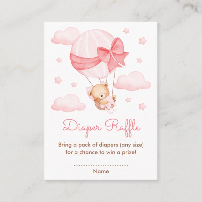 Carte D'accompagnement Fille Ours rose Baby shower de ballons Déchets Raf (Devant)