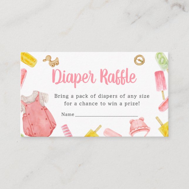 Carte D'accompagnement Fille Popsicle Baby shower Déchets Raffle (Devant)