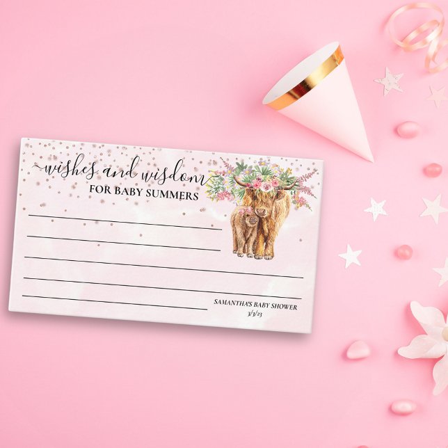 Carte D'accompagnement Fille rose Floral Highland Voulait La Sagesse (Créateur téléchargé)