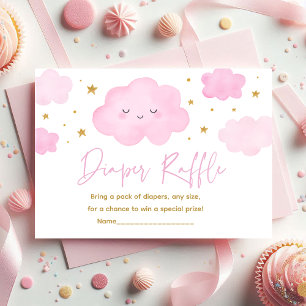 Carte D'accompagnement Fille rose Nuage Étoiles Bébé Sprinkle Barreau Raf