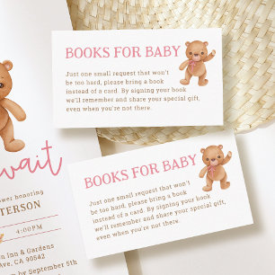 Carte D'accompagnement Fille Teddy Bear Baby shower Livres pour Baby Inse