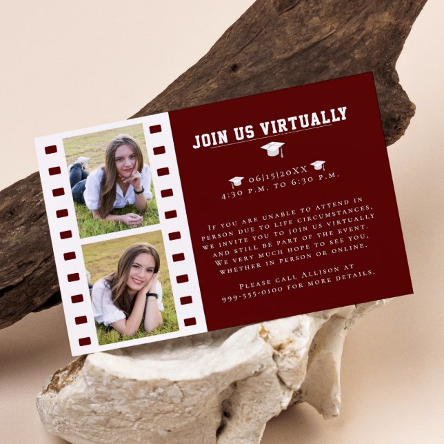 Carte D'accompagnement Filmstrip Photo Collage Graduation | Red (Red Filmstrip Photo Collage Graduation Enclosure Card)