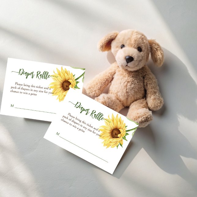 Carte D'accompagnement Fils de soleil en fleur baby shower tombole de cou (Sunflowers baby in bloom baby shower diaper raffle enclosure cards sunflowers raffle tickets)