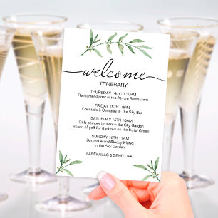 Carte D'accompagnement Fin de semaine Mariage de feuille verte, illustrée