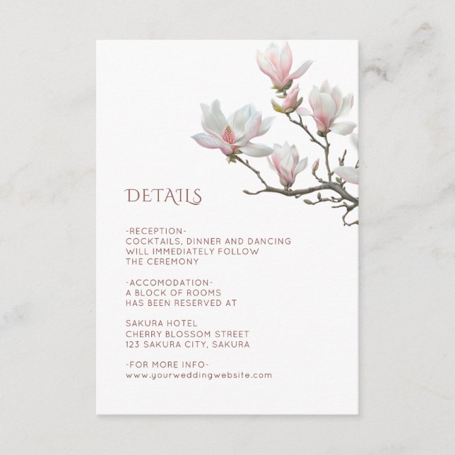 Carte D'accompagnement Fine Art Magnolia Wedding (Devant)