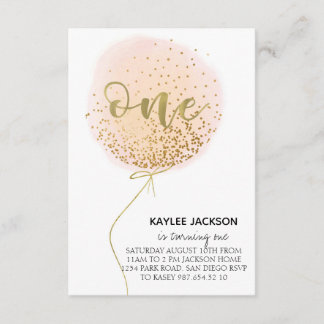 Carte D'accompagnement First birthday,Cotton candy balloon