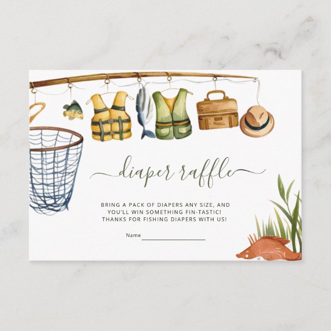 Carte D'accompagnement Fishing Baby Shower Diaper Raffle  (Devant)