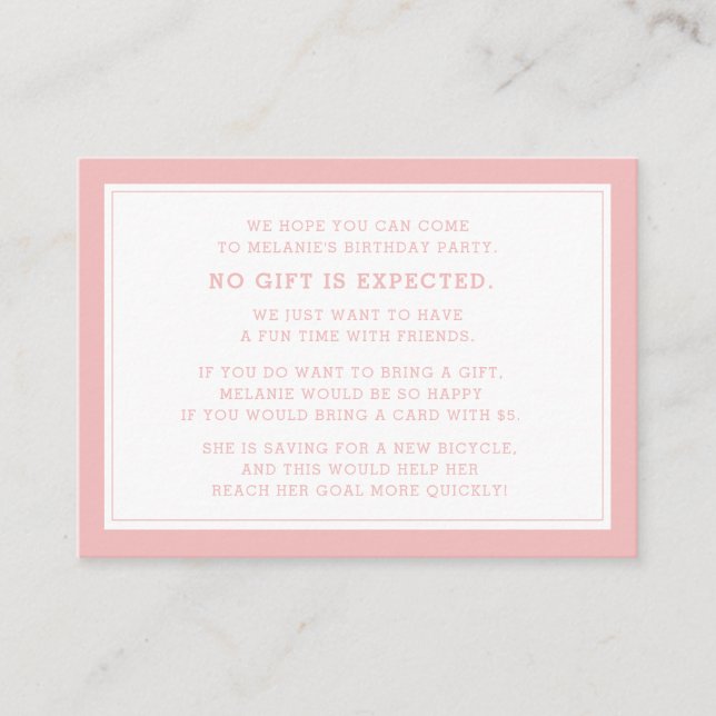 Carte D'accompagnement Fiver 5 Dollar Rose White Fille's Birthday Party (Devant)