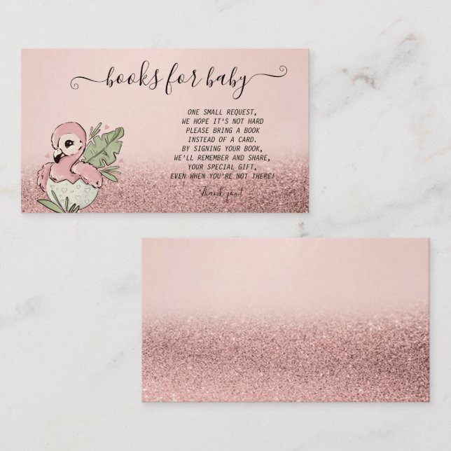 Carte D'accompagnement Flamant rose bébé mignon Rose Parties scintillant  (Devant / Derrière)