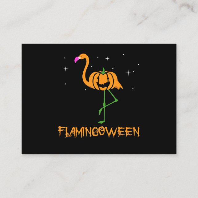 Carte D'accompagnement Flamant rose |Citrouille Halloween Flamingoween Bi (Devant)