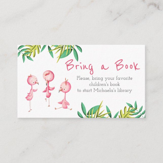 Carte D'accompagnement Flamant rose de Baby shower Tropical Triplet Appor (Devant)