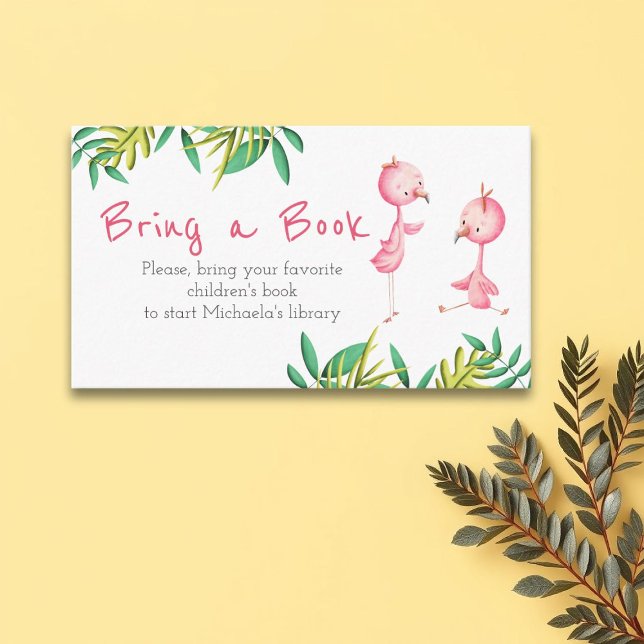 Carte D'accompagnement Flamant rose de Baby shower Tropical Twin Apportez (Créateur téléchargé)