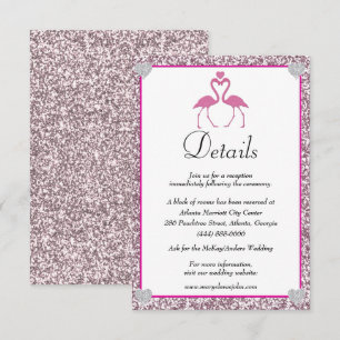 Carte D'accompagnement Flamant rose de Parties scintillant rose tropical 