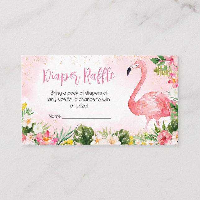 Carte D'accompagnement Flamant rose rose Aloha Baby shower Déchets Raffle (Devant)