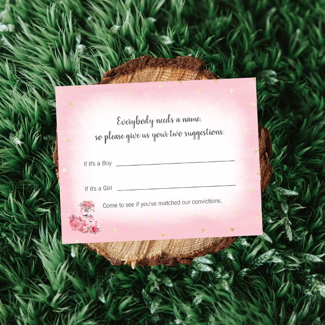 Carte D'accompagnement Flamant rose rose Ballerina Baby Name Suggestion J (Créateur téléchargé)