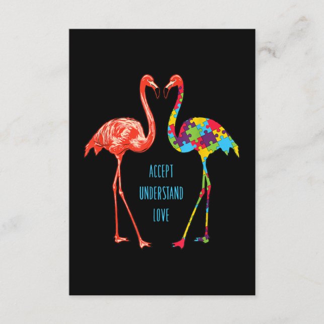 Carte D'accompagnement Flamingo | Accept Understand Love Autism Flamingo (Devant)