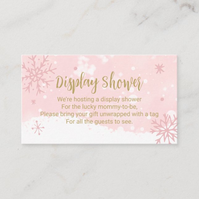 Carte D'accompagnement Flammes de neige rose Fille Baby shower Affichage  (Devant)