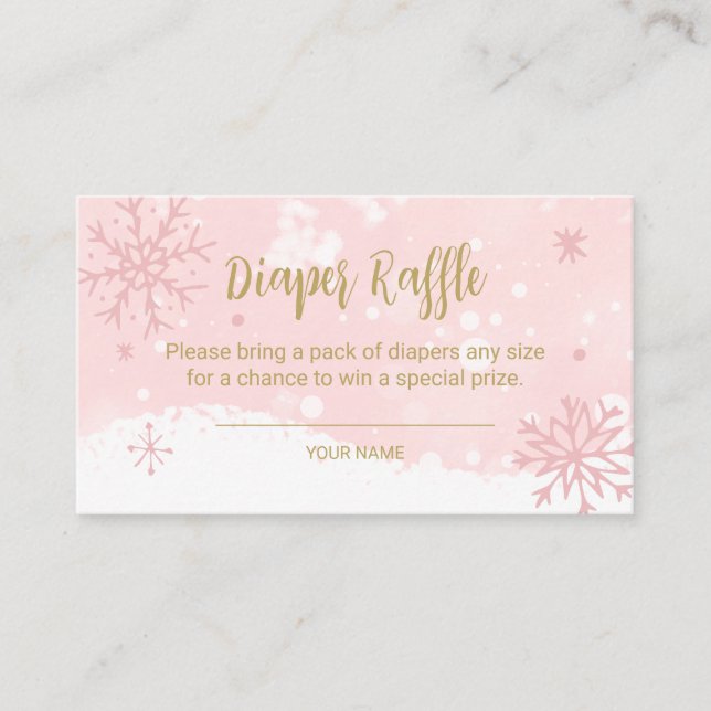 Carte D'accompagnement Flammes de neige roses Fille Baby shower Déchets R (Devant)
