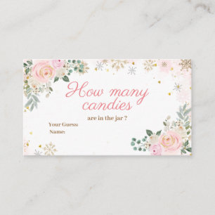 Carte D'accompagnement Fléaux de neige rose hiver Combien de bonbons