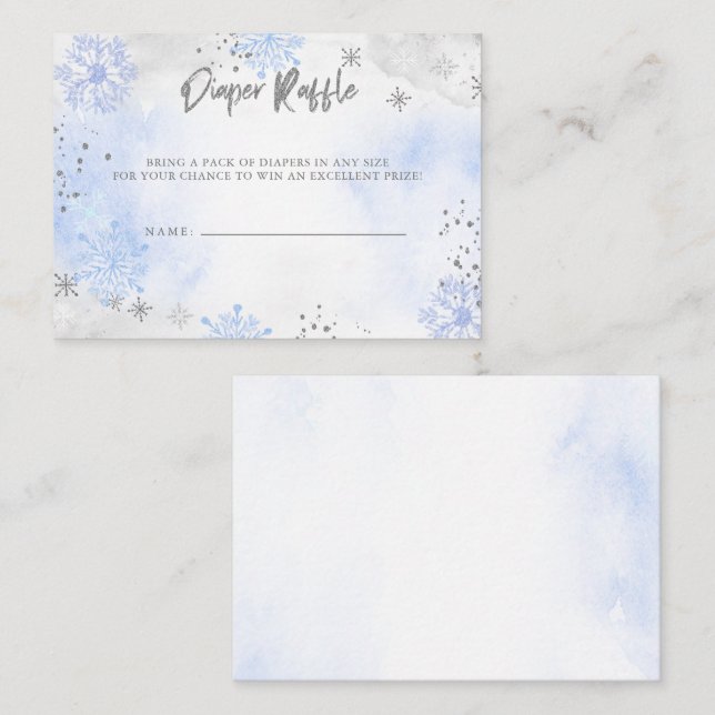 Carte D'accompagnement Flèche-neige en argent bleu Baby shower Raffin de  (Devant / Derrière)