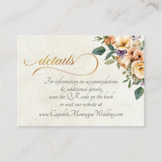 Carte D'accompagnement Fleur crème, Code QR - Crème (Devant)