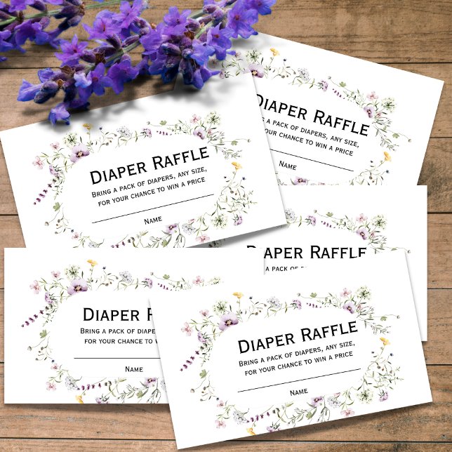 Carte D'accompagnement Fleur de jardin sauvage baby shower Barreau Raffle (Créateur téléchargé)