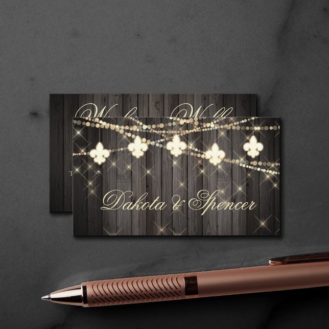 Carte D'accompagnement Fleur de Lis Lumières Rustiques | Chic Wishing Wel (Créateur téléchargé)