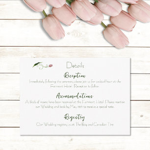 Carte D'accompagnement Fleur de tulipe rose
