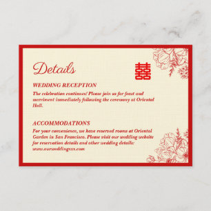 Carte D'accompagnement Fleur orientale mariage rouge