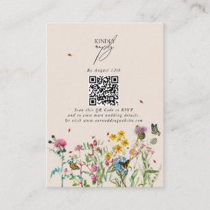 Carte D'accompagnement Fleur sauvage aquarelle Jardin QR Code Mariage