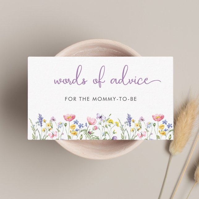 Carte D'accompagnement Fleur sauvage Aquarelle Mots De Conseil Baby showe (Créateur téléchargé)