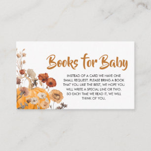 Carte D'accompagnement Fleur sauvage Automne Citrouille Baby shower Livre