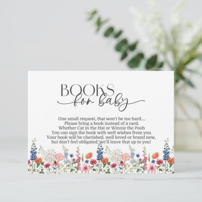 Carte D'accompagnement Fleur sauvage Baby in Bloom Baby shower Livre Insé (Debout devant)