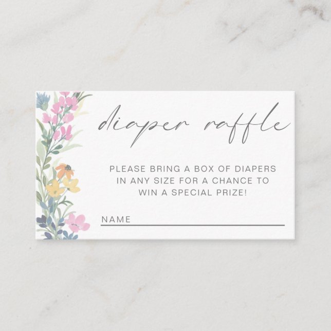 Carte D'accompagnement Fleur sauvage Baby shower Déchets Raffle (Devant)