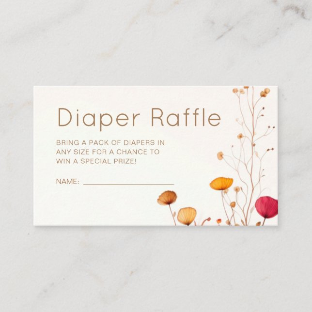 Carte D'accompagnement Fleur sauvage Baby shower Déchets Raffle (Devant)