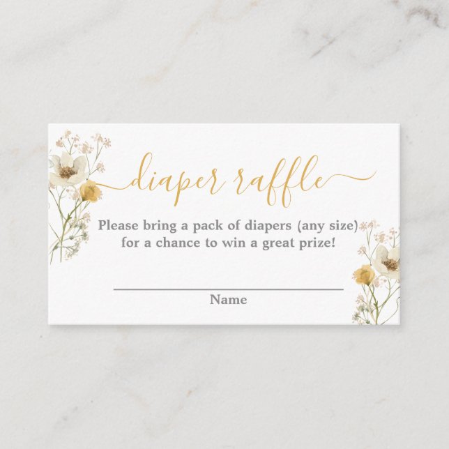 Carte D'accompagnement Fleur sauvage baby shower fille diaper tombole (Devant)