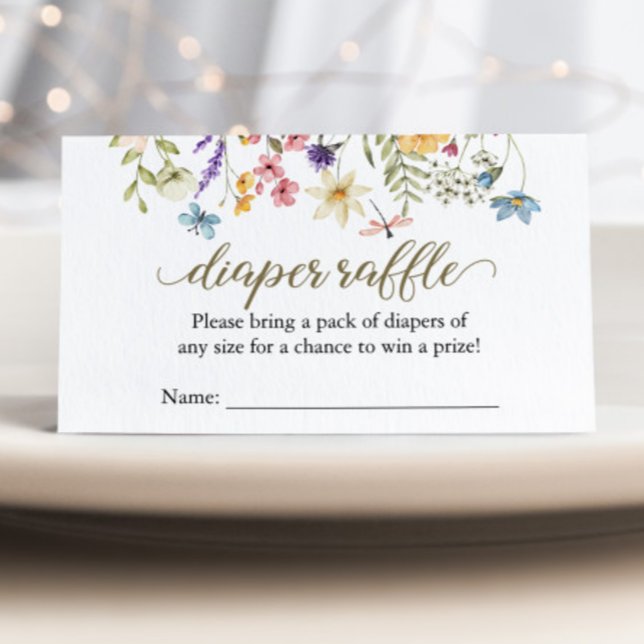 Carte D'accompagnement Fleur sauvage Bébé en fleur Baby shower de la couc (Diaper Raffle Baby Shower Enclosure Card)