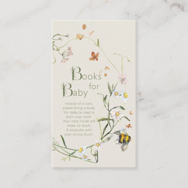 Carte D'accompagnement Fleur sauvage Bee Beige Baby shower Livres pour bé (Devant)