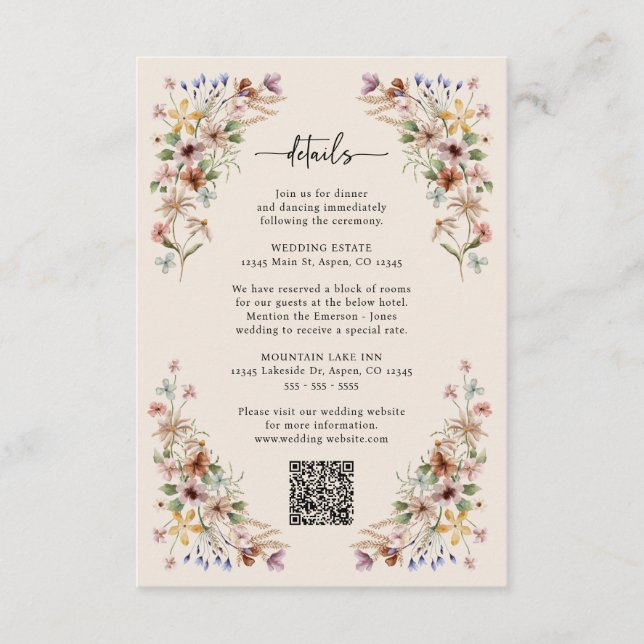 Carte D'accompagnement Fleur sauvage Bohème Vintage (Devant)