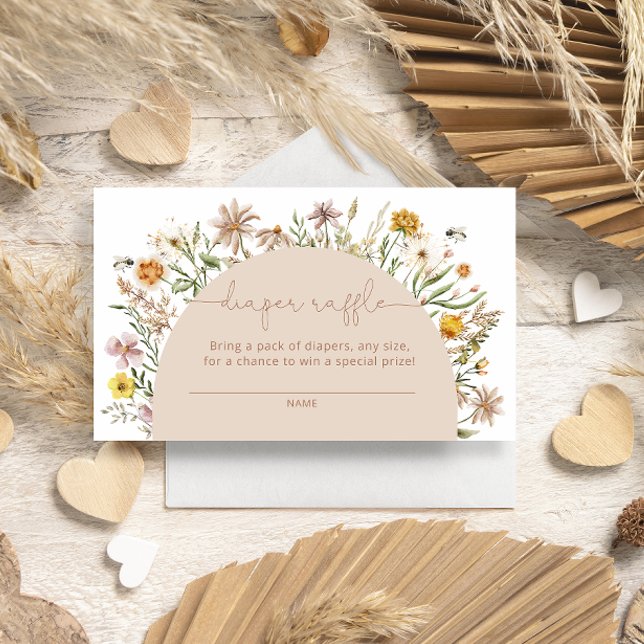 Carte D'accompagnement Fleur sauvage Boho Chic Diaper Raffle (Créateur téléchargé)