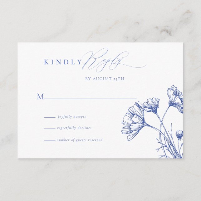 Carte D'accompagnement Fleur sauvage Boho Chic Wedding RSVP (Devant)