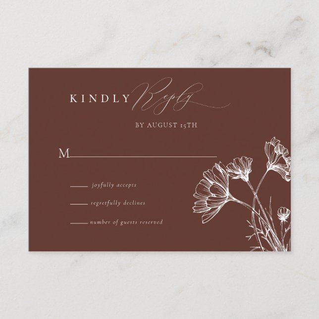 Carte D'accompagnement Fleur sauvage Boho Chic Wedding RSVP (Devant)