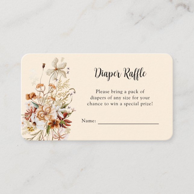 Carte D'accompagnement Fleur sauvage Boho Déchets Raffle (Devant)