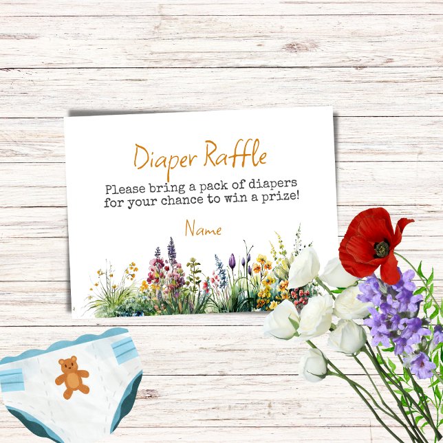 Carte D'accompagnement Fleur sauvage Boho Floral Baby shower Déchets Raff (Créateur téléchargé)