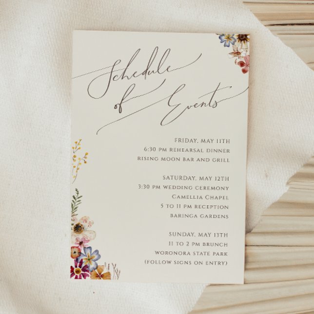 Carte D'accompagnement Fleur sauvage Boho | Jardin beige Calendrier des é (Créateur téléchargé)