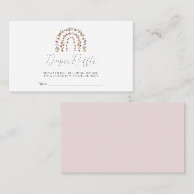 Carte D'accompagnement Fleur sauvage Boho Rainbow Diaper Baby shower  (Devant / Derrière)